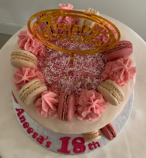 PINK MACARON DRIP CAKE