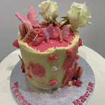 PINK BUTTERFLY & ROSE CAKE