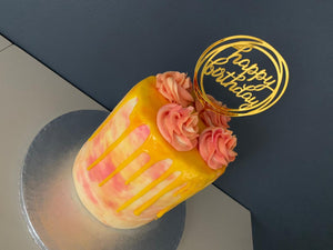 SUNSHINE AND ROSE DRIP CAKE