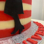 RED STRIPE AND ROSE CAKE