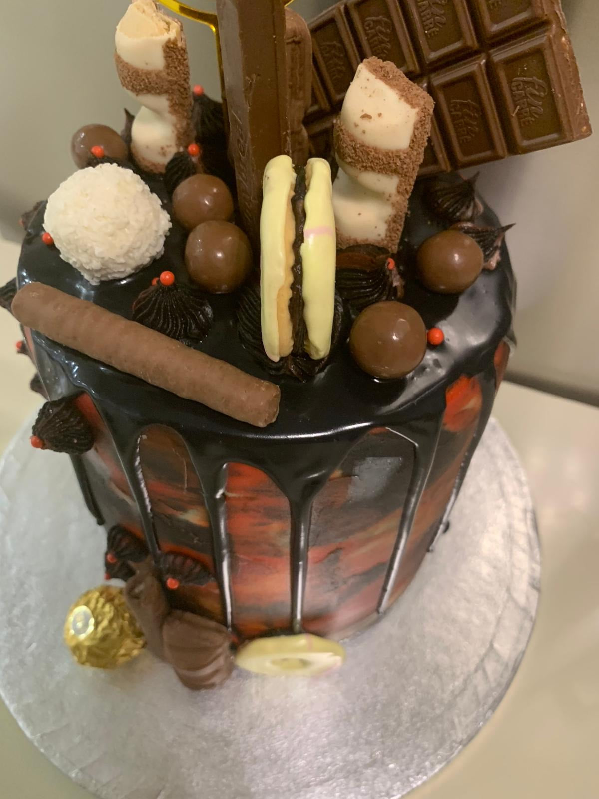 Soccer Ball Cake In Red Stripe