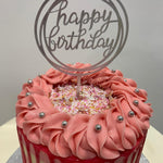 BABY PINK STRIPE AND DRIP CAKE
