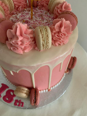 PINK MACARON DRIP CAKE