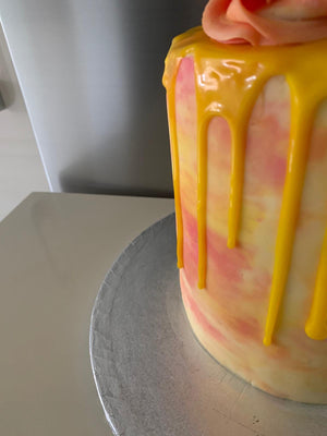 SUNSHINE AND ROSE DRIP CAKE
